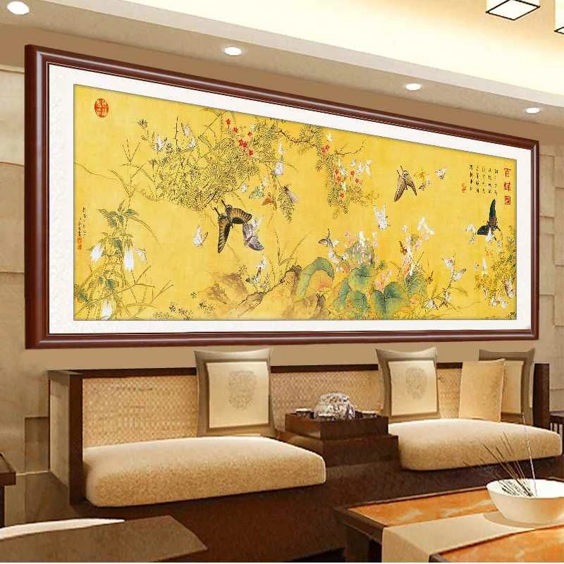 K100百蝶图十字绣2023新款线绣蝴蝶花卉系大幅客厅书房传世名画