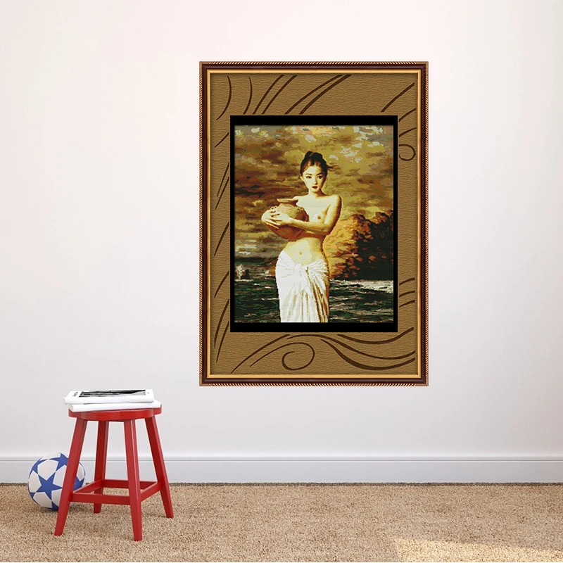 抱陶女2023新款十字绣线绣人物美女2022客厅油画世界四大名画美人