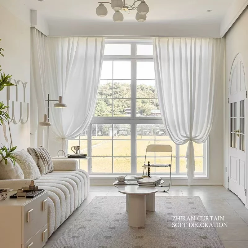 透光不透人防刮耐磨电雕立体压花纯色窗纱客厅卧室通用款式