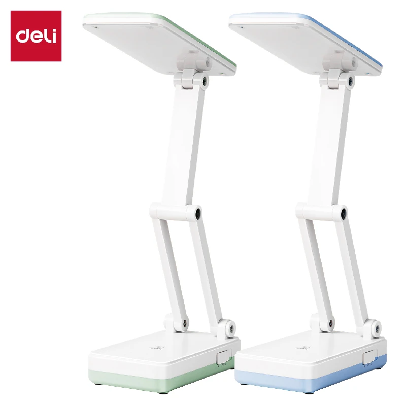 得力LF115台灯台式床头灯节能调光充电式台灯简约风圆形充电电池