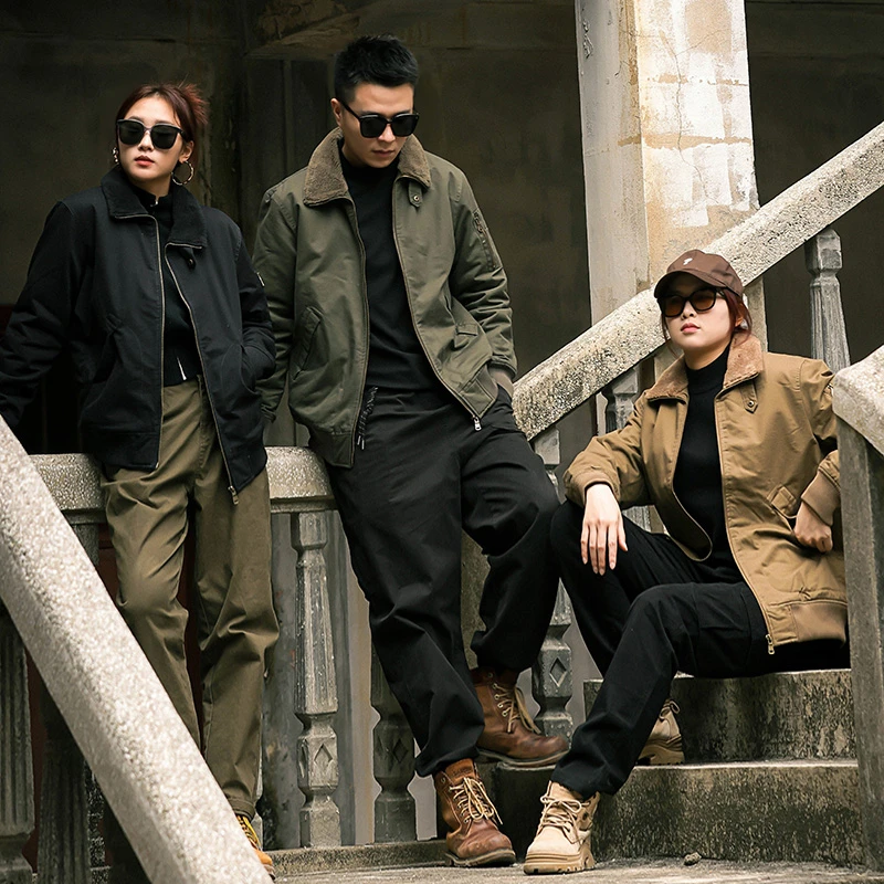 加绒加厚纯棉翻领夹克外套男生冬季水洗保暖工装休闲加厚防风外套