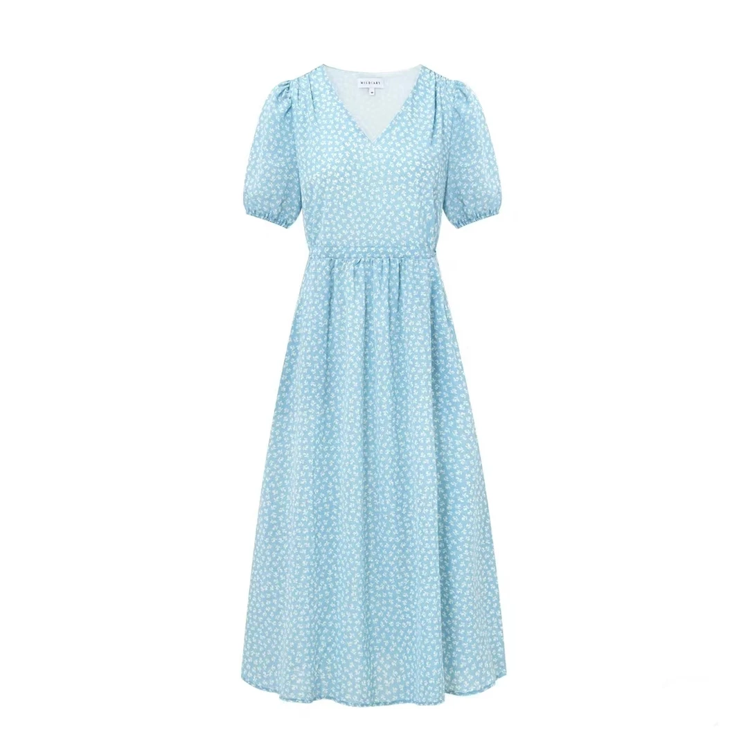 连衣裙收腰气质长款高腰时尚夏季复古法式小众无袖波点温柔设计感