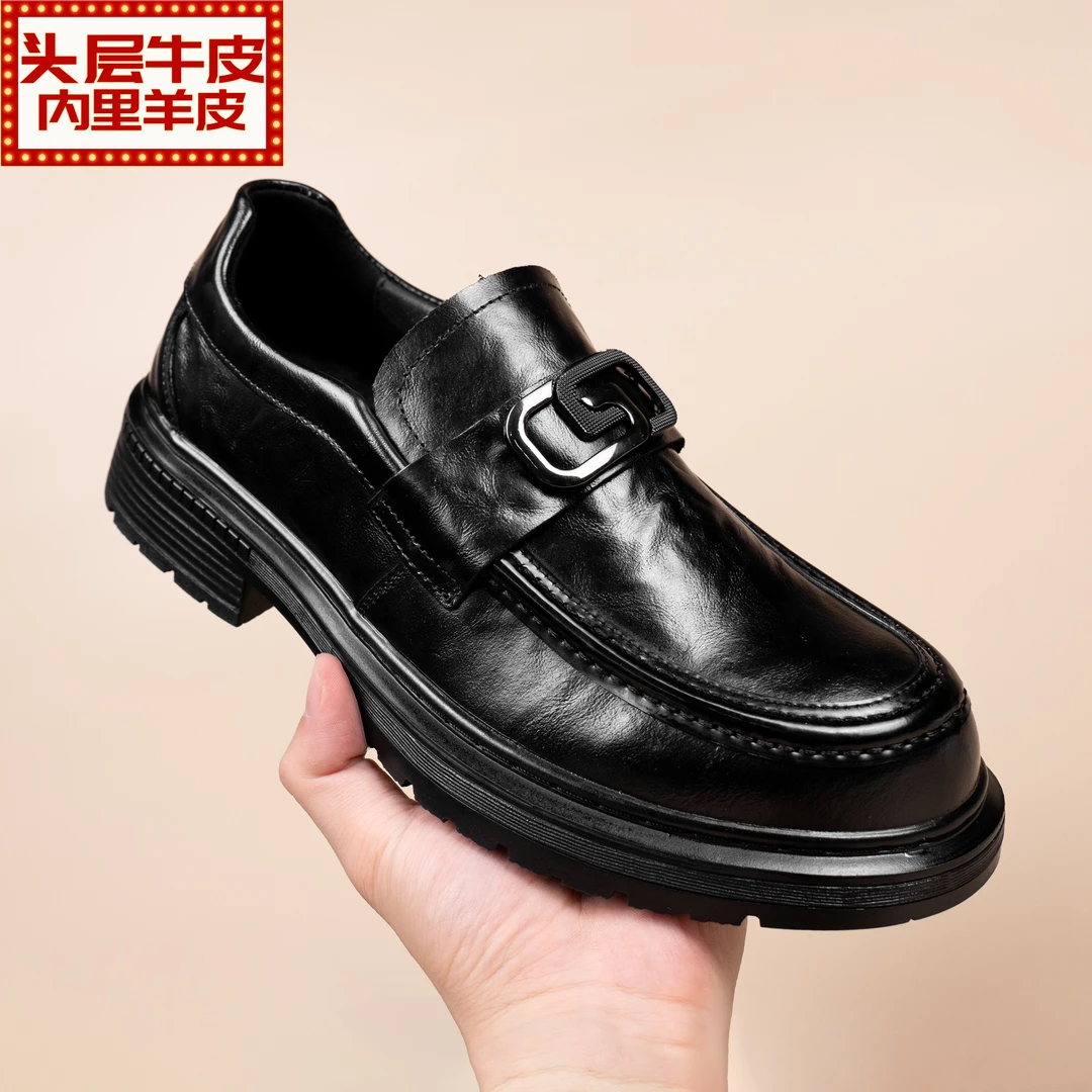 头层牛皮2025夏季新款男士懒人鞋一脚蹬男士商务休闲皮鞋真皮鞋子