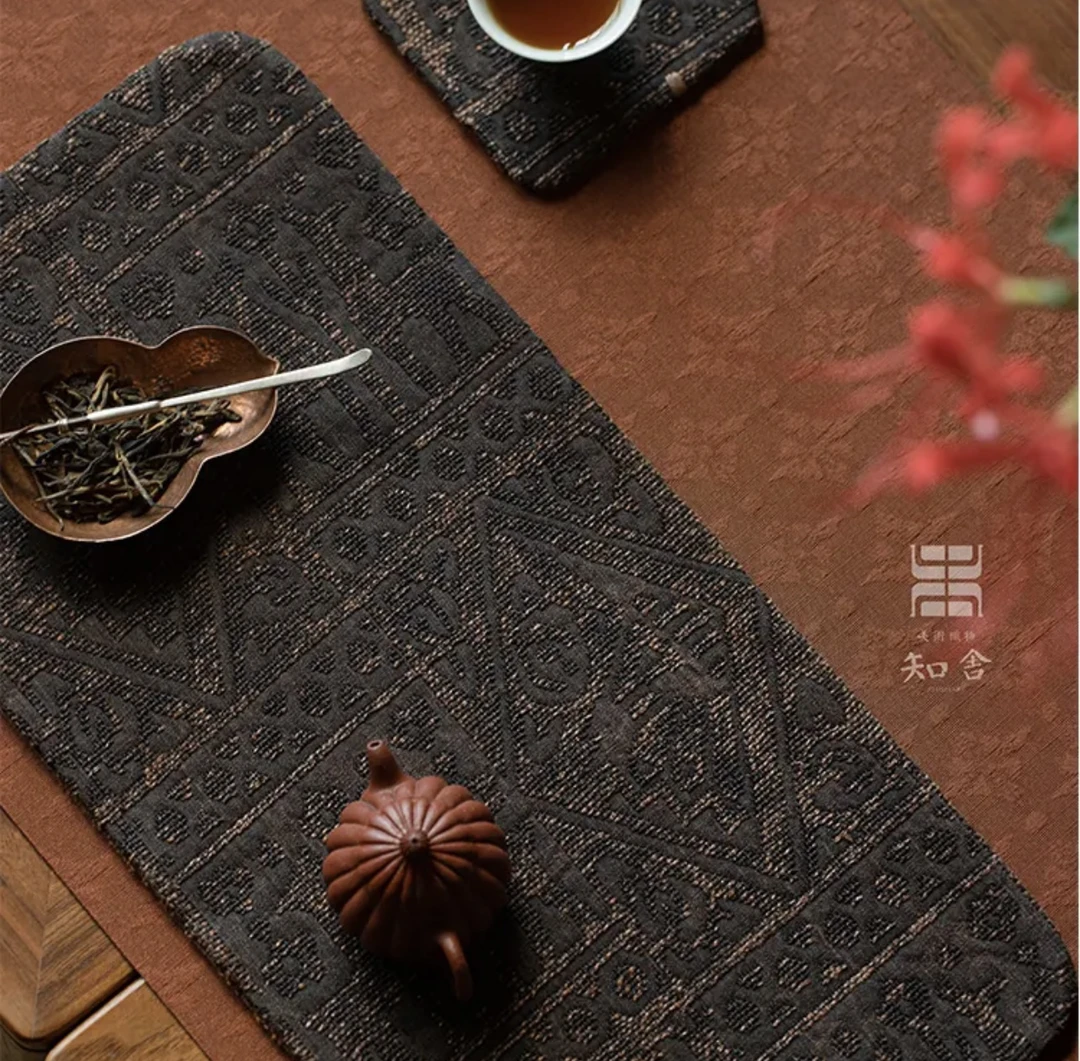 知舍·香云纱重磅柞蚕丝新中式复古宫廷风隔热手工双层茶桌垫