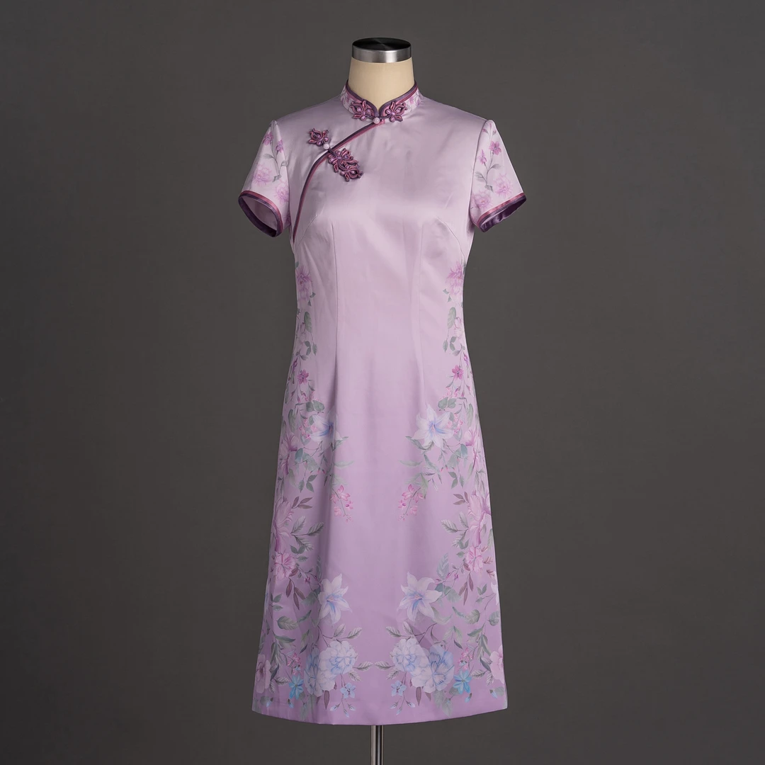 手工旗袍54047【月下花语】改良A版中国风旗袍裙优雅修身显瘦日常夏