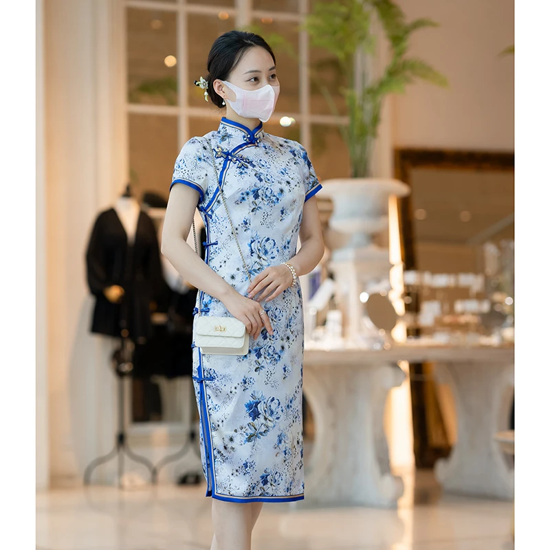 手工旗袍53494 金吴针夏季中国风气质优雅中式修身显瘦日常夏季