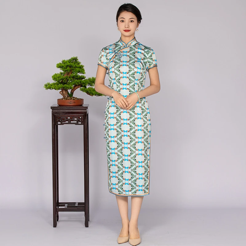 手工旗袍 55188 金吴针中国风旗袍气质