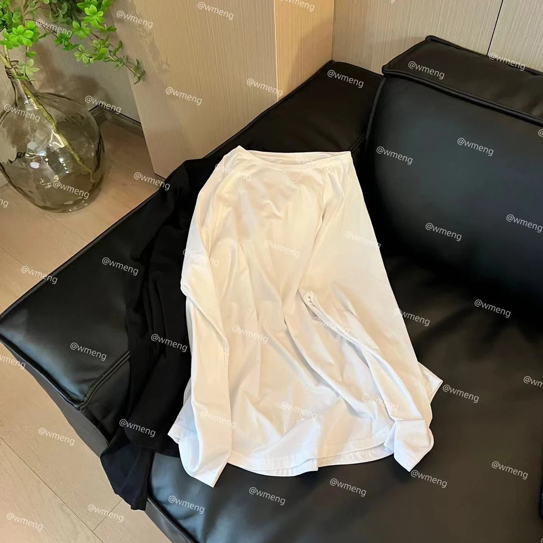 WMeng.【黑白配】净版插肩袖显瘦长袖百搭t