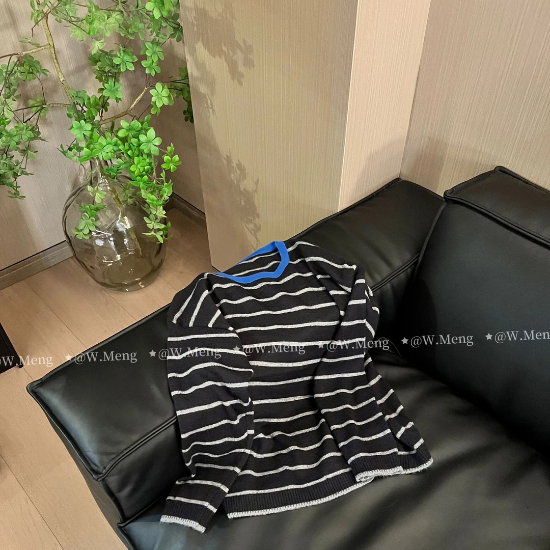 WMeng.【多瑙河】极简宽松腔调松弛横条针织毛衣