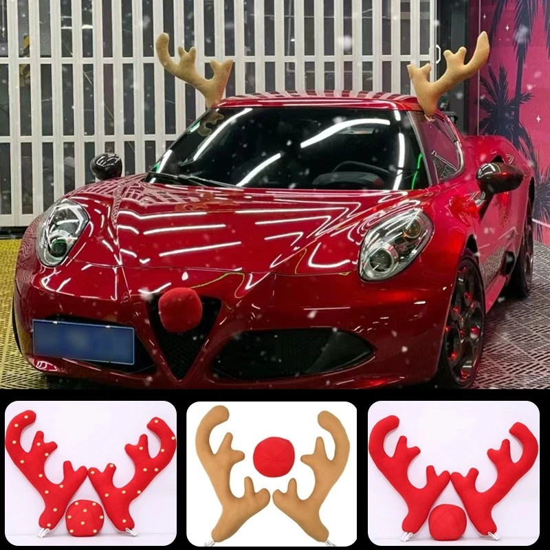 圣诞节汽车装饰鹿角车饰布置展厅车顶仪式摆件车展活动创意装扮