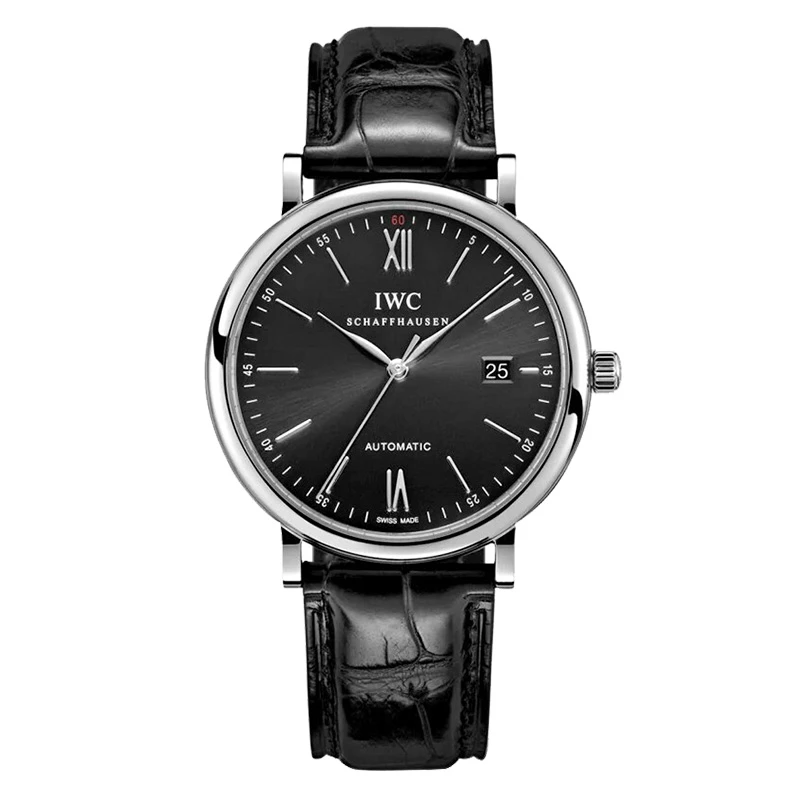 95新 IWC/万国 柏涛菲诺自动机械/40mm男表 黑盘条刻IW356502