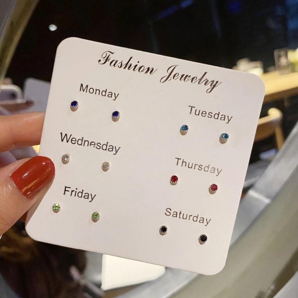 合金耳饰 简约925银迷你养耳朵洞锆石小耳钉学生百搭男女耳环