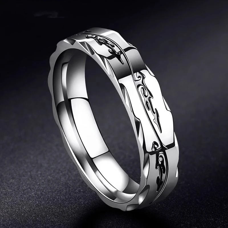 钛钢戒指 龙纹戒指男潮痞帅男款霸气男生食指环钛钢不掉色潮流男