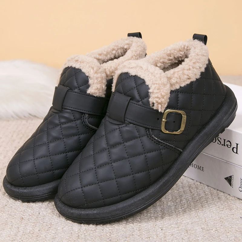 2024冬季新款时尚雪地靴真皮绵羊毛女士勃肯鞋保暖平底防水大码鞋