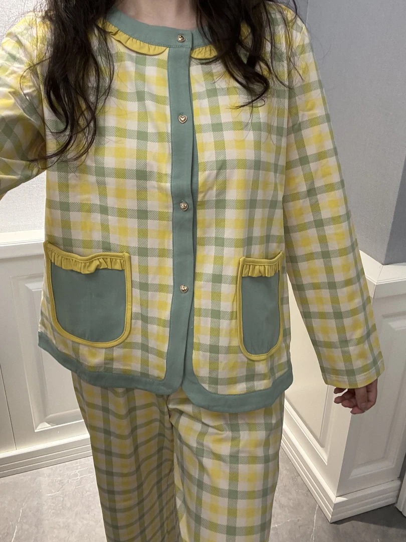 狐狸公主2024春秋短袖针织圆领开衫女家居服23905W