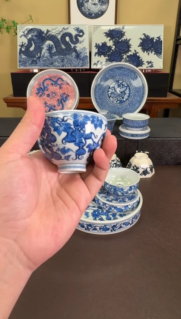 【闪购商品】羿器窑葫芦纹鸡心杯