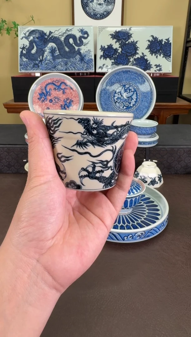 【闪购商品】二号釉1351龙纹雪糕杯