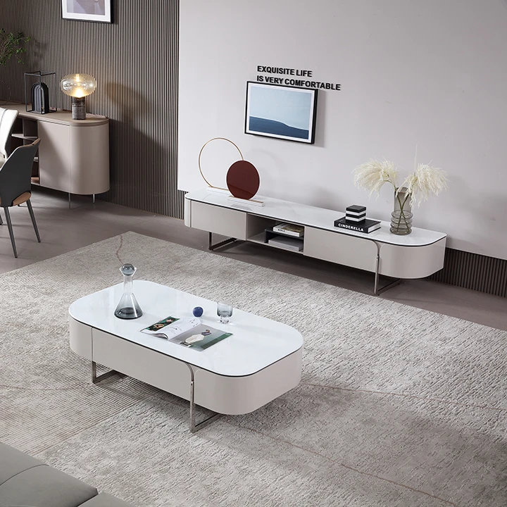 老三严选广东意式极简轻奢客厅家用烤漆简约方形茶几电视柜储物