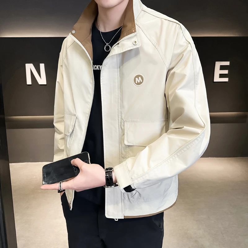 DEDUCE~秋季爆款夹克男士立领外套潮流百搭工装上衣服二棉款秋装