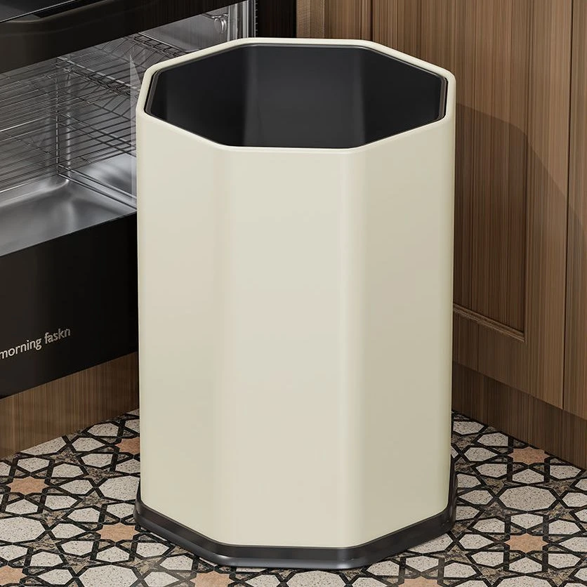 无盖多边型垃圾桶高档轻奢高颜值不锈钢垃圾桶双层卧室卫生间脚踩