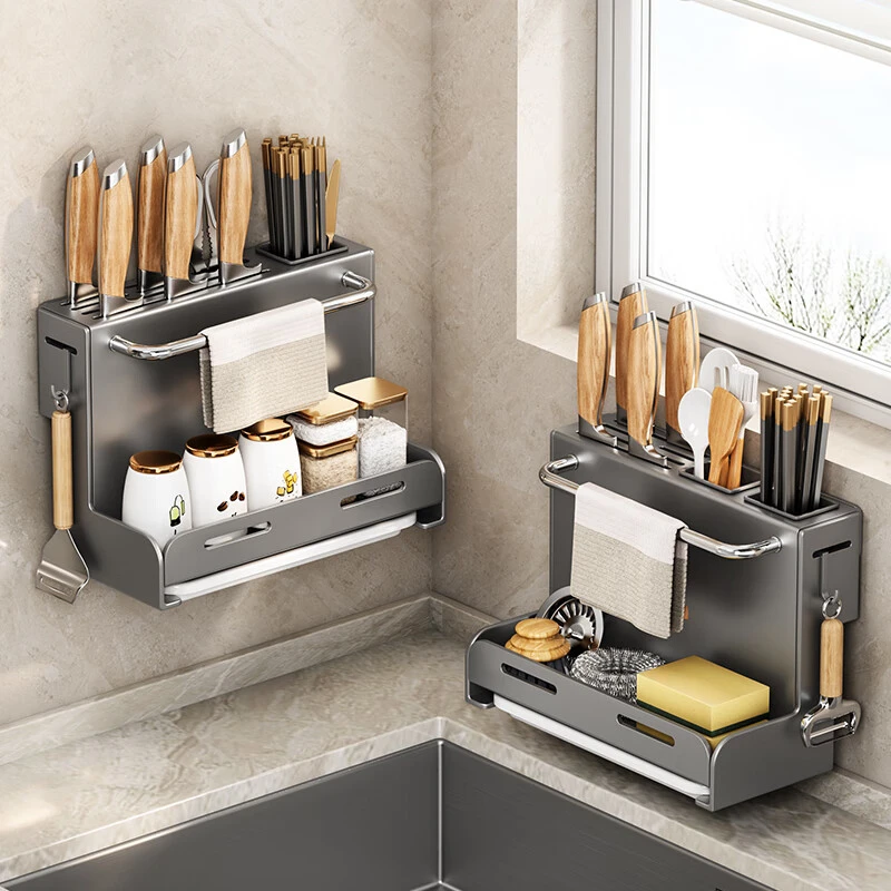 厨房刀架置物架2025新款菜刀架刀座刀具收纳架一体架菜墩放置架子