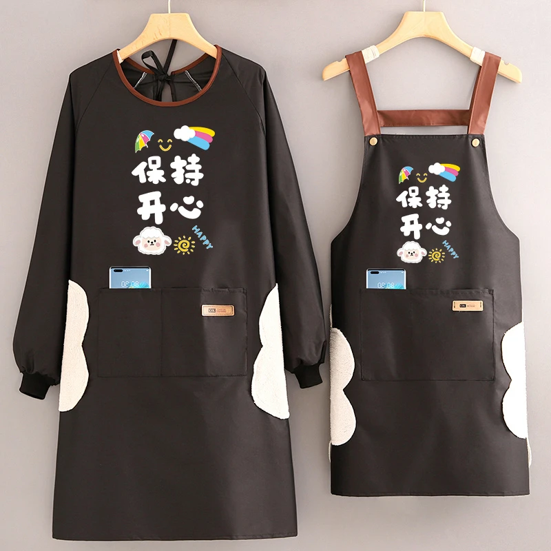 防水围裙厨房家用2023新款长袖罩衣男餐饮专用防油工作服定制印字