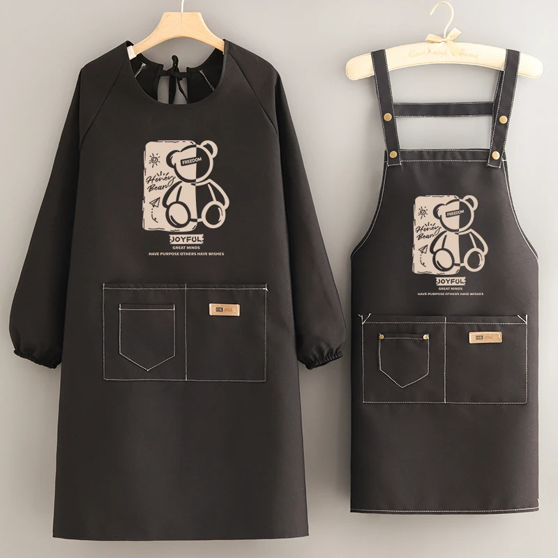 透气帆布罩衣家用厨房长袖围裙定制LOGO餐饮专用防污耐磨工作服男