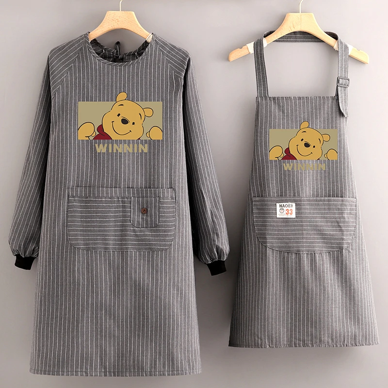 棉布围裙家用厨房长袖罩衣大人女新款透气做饭围腰防污可爱工作服