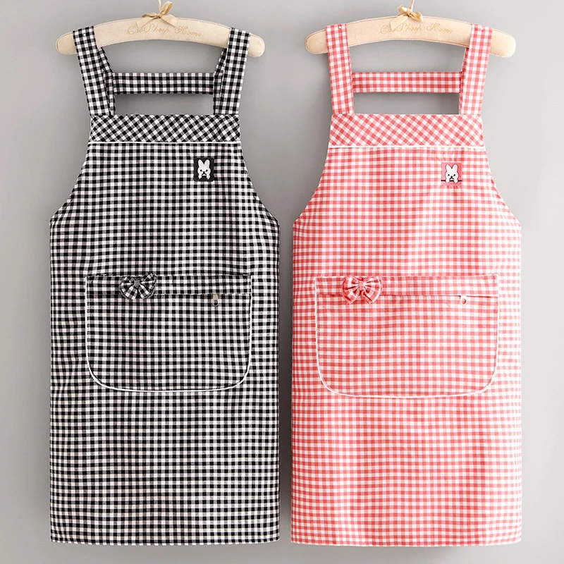 时尚棉布围裙厨房家用防污透气做饭围腰女新款双层耐磨工作服大人