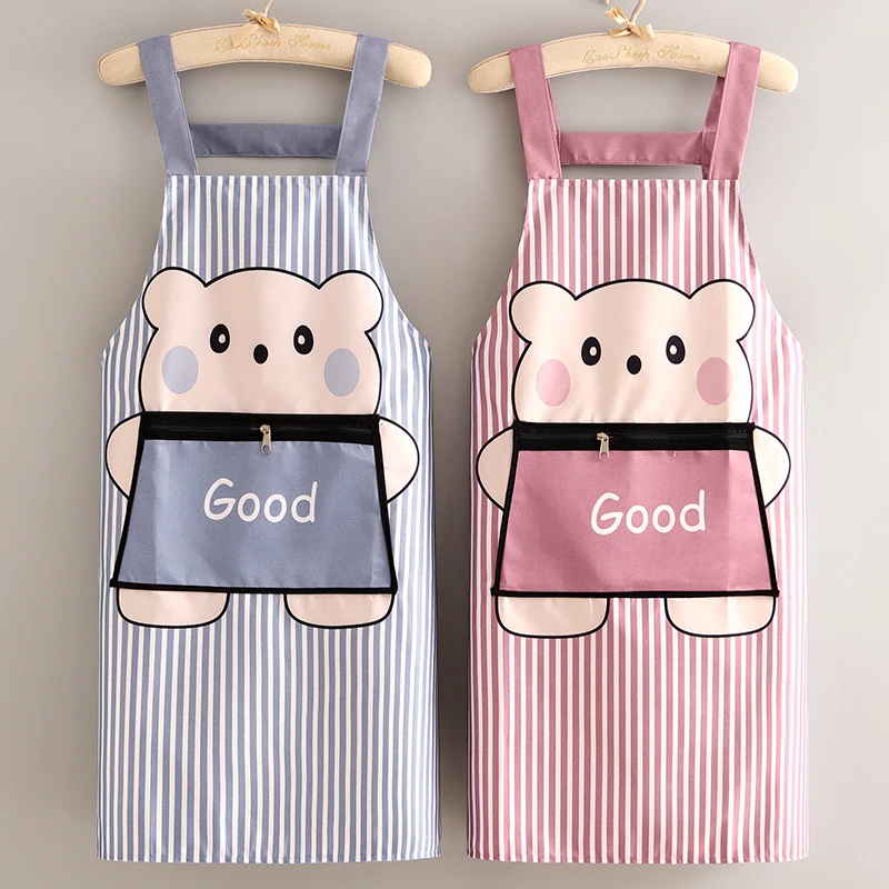环保防水防油围裙家用厨房可爱做饭围腰大人上班韩版耐磨工作服女