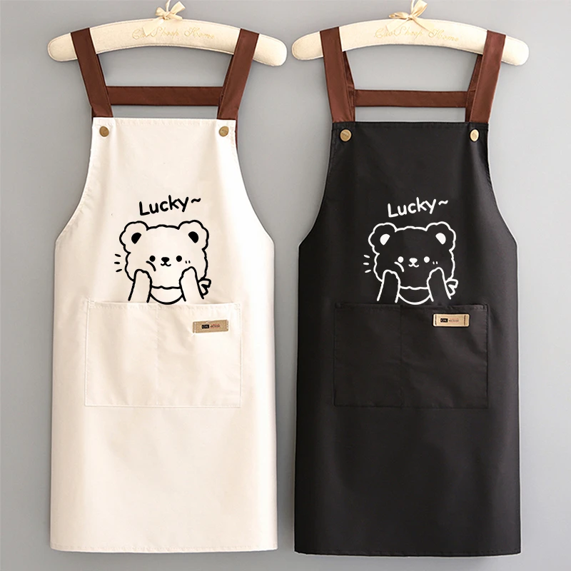 时尚餐饮专用防水围裙家用厨房做饭防油围腰定制印字卡通工作服女