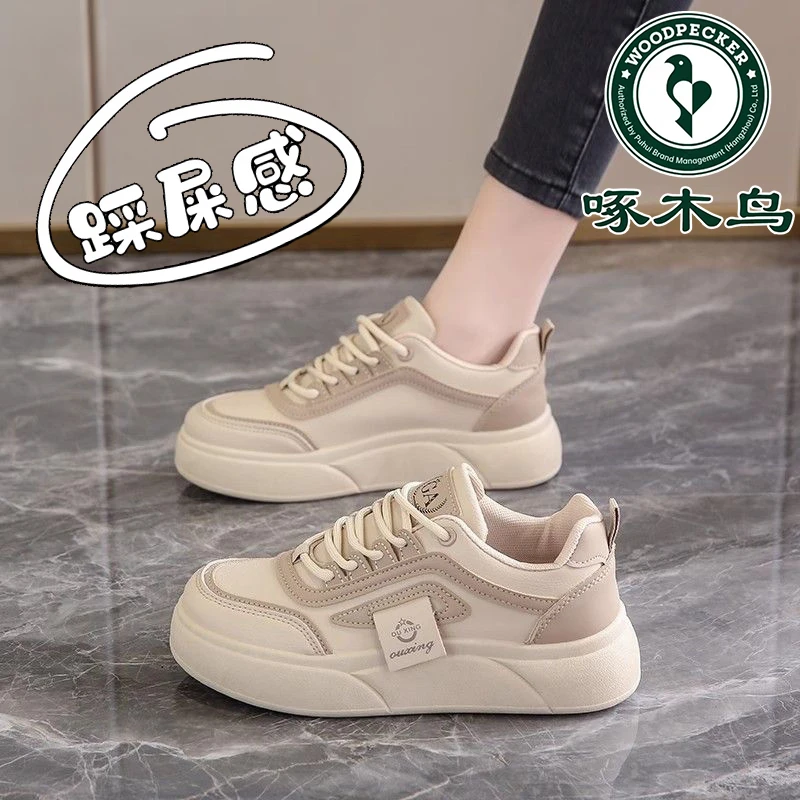 啄木鸟品牌女鞋2025春季新款百搭小白鞋女运动鞋软底休闲板鞋女款