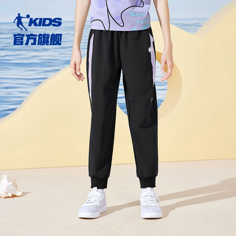 中国乔丹儿童长裤夏季女童吸湿速干宽松束脚透气速干儿童休闲裤