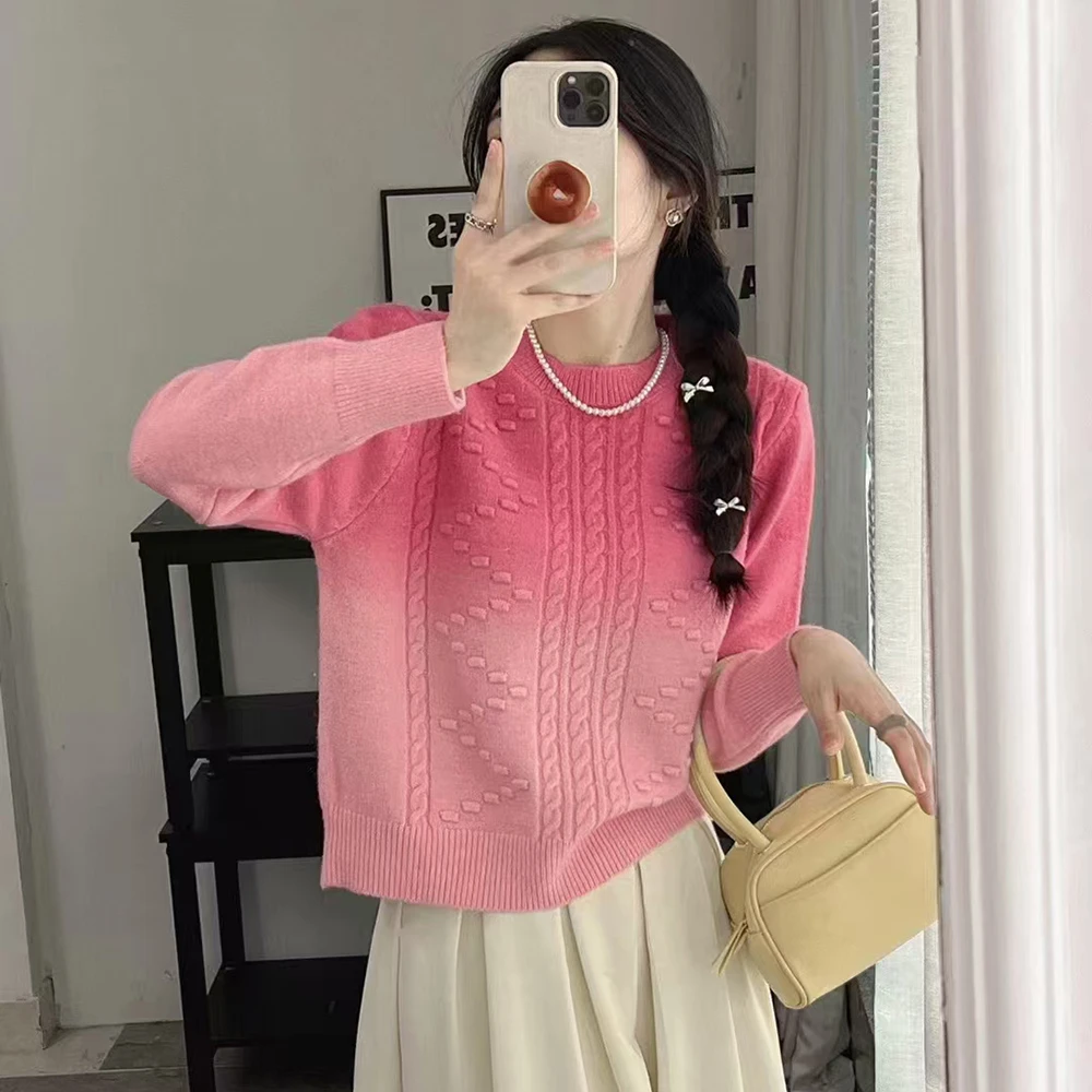 苏醒的乐园甜美撞色慵懒风针织毛衣SXMY32765秋冬温柔针织毛衣女