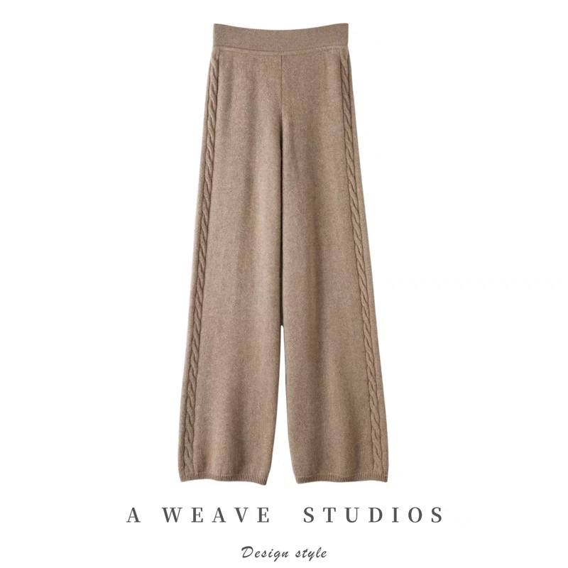 【LP~柔糯之王】老钱风100%纯山羊绒9针双股加厚直筒纯色百搭阔腿裤