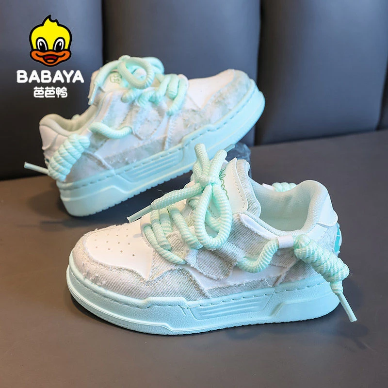 芭芭鸭儿童板鞋2025春季爆款女孩休闲鞋厚底面包鞋百搭学生运动鞋