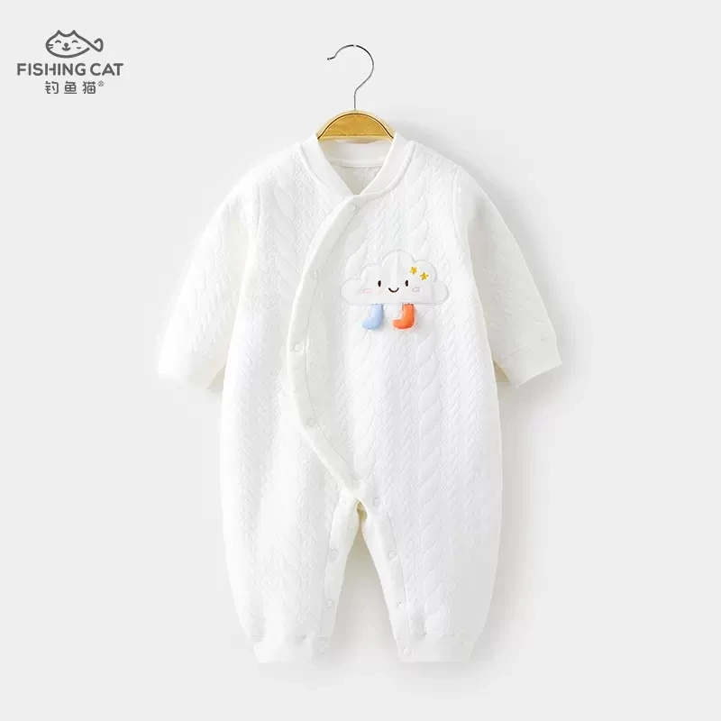 钓鱼猫新生婴儿A类w63201小云朵宝宝连体衣秋冬哈衣夹保暖春秋