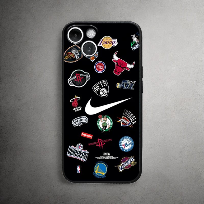 NBA篮球队手机壳 适用苹果15 华为OPPO小米VIVO 全包硅胶玻璃壳
