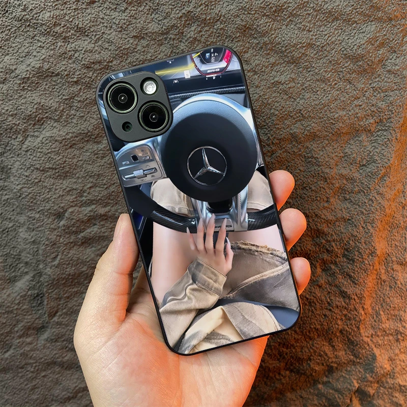 大奔姐姐 汽车手机壳 适用苹果15华为小米OPPOVIVO全包硅胶玻璃壳