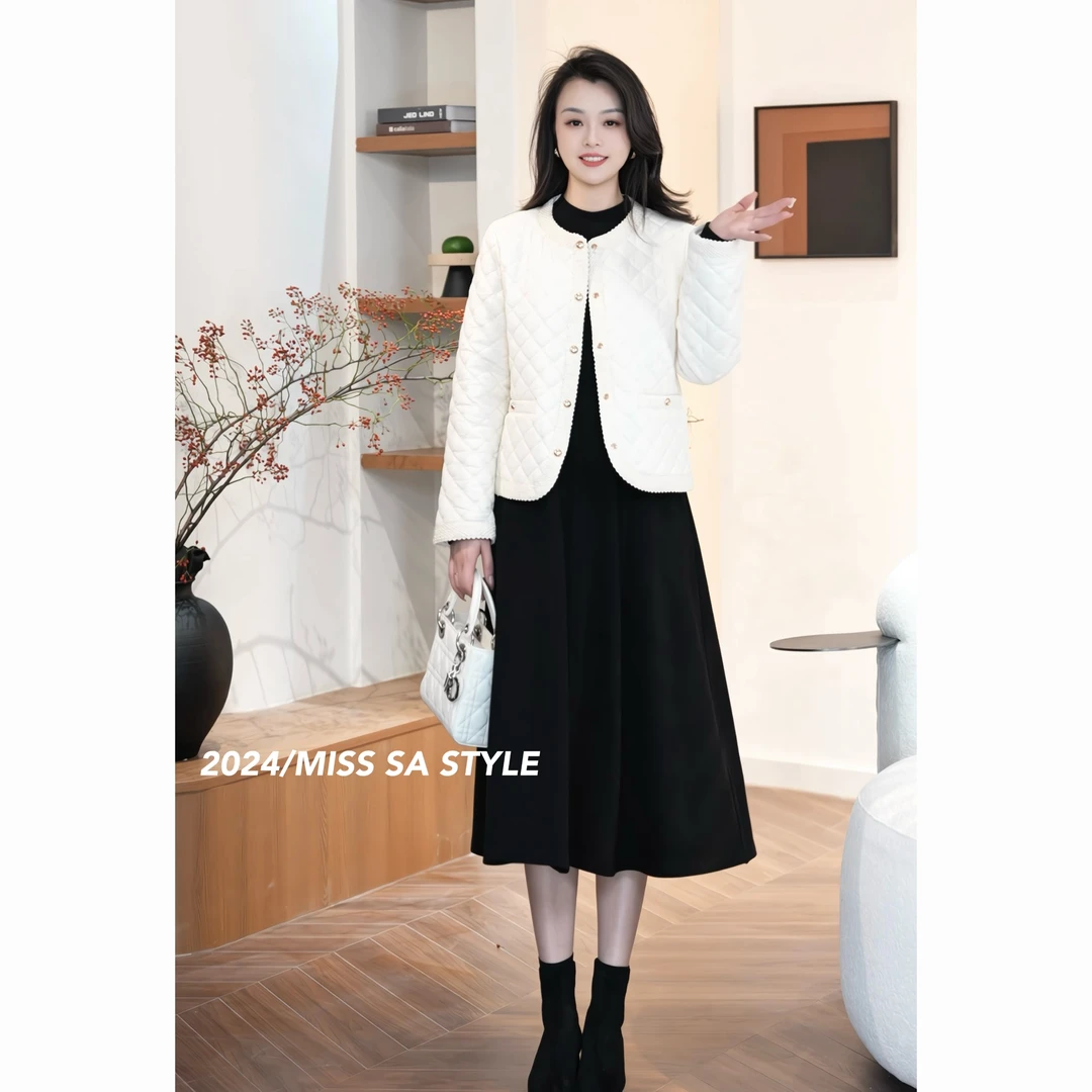 【视频同款 现货下午发】秋冬百搭高级小菱格棉衣短款外套 24119821