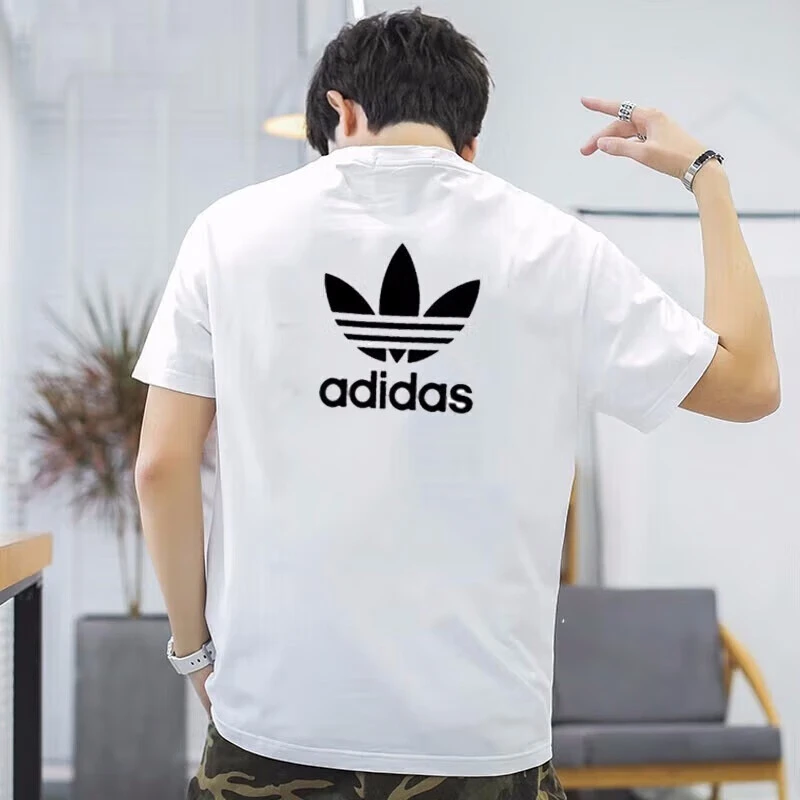 阿迪达斯adidas三叶草圆领运动服男装T恤透气半袖大码上衣短袖