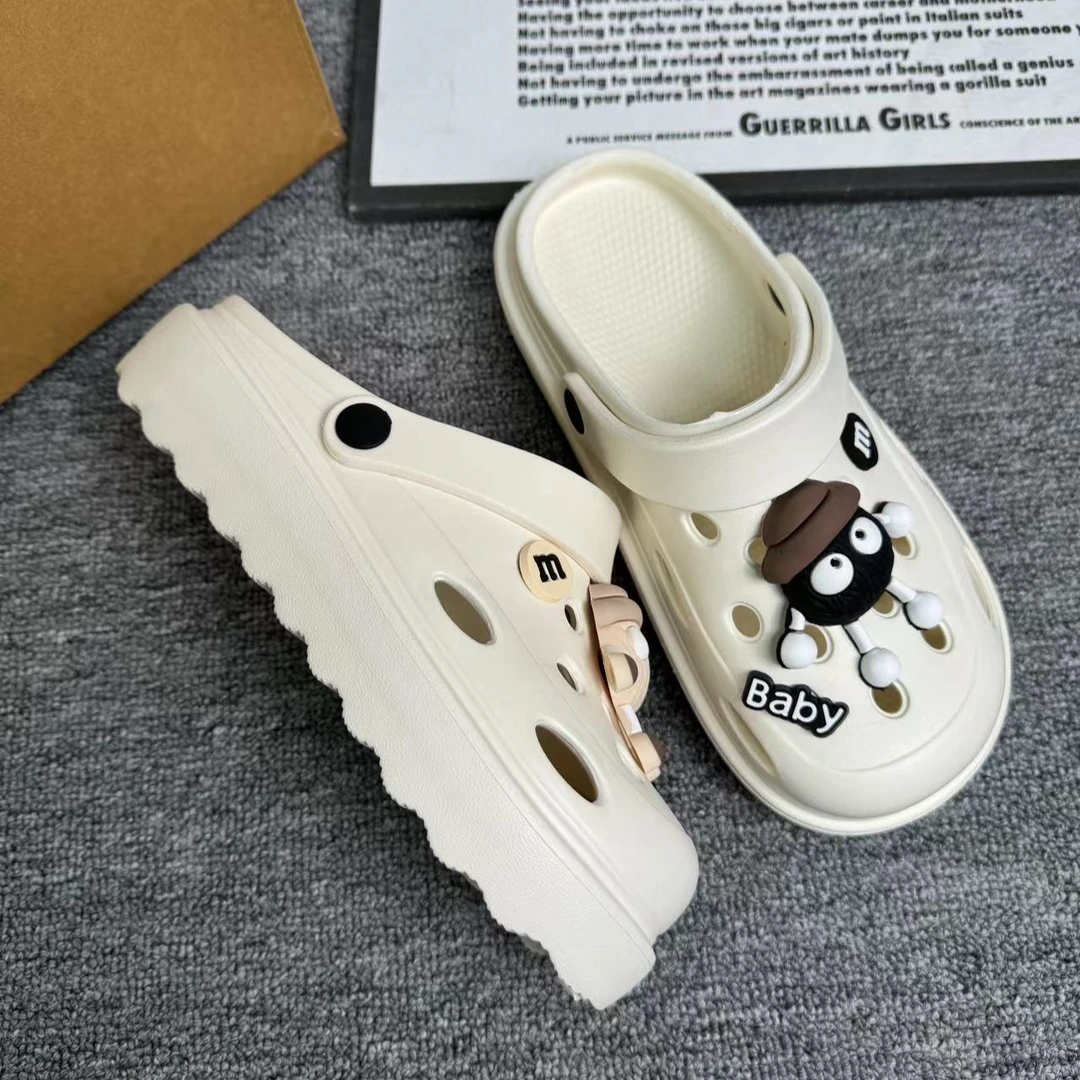 2024新款女夏季煤球洞洞鞋eva厚底防滑耐磨居家外穿清凉