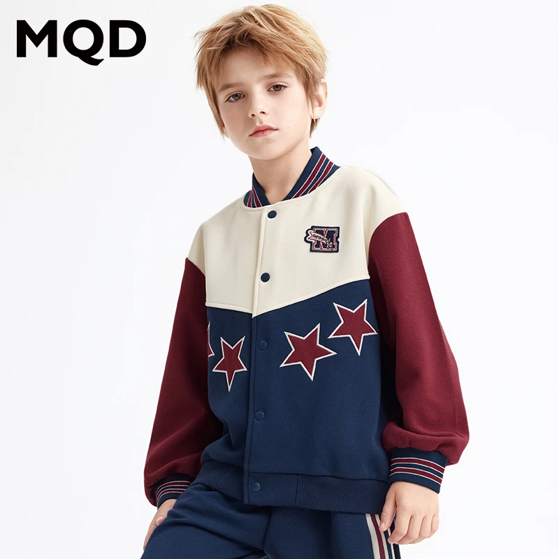 MQD童装儿童春秋新款卡通棒球领外套宝宝撞色休闲上衣9633W0811