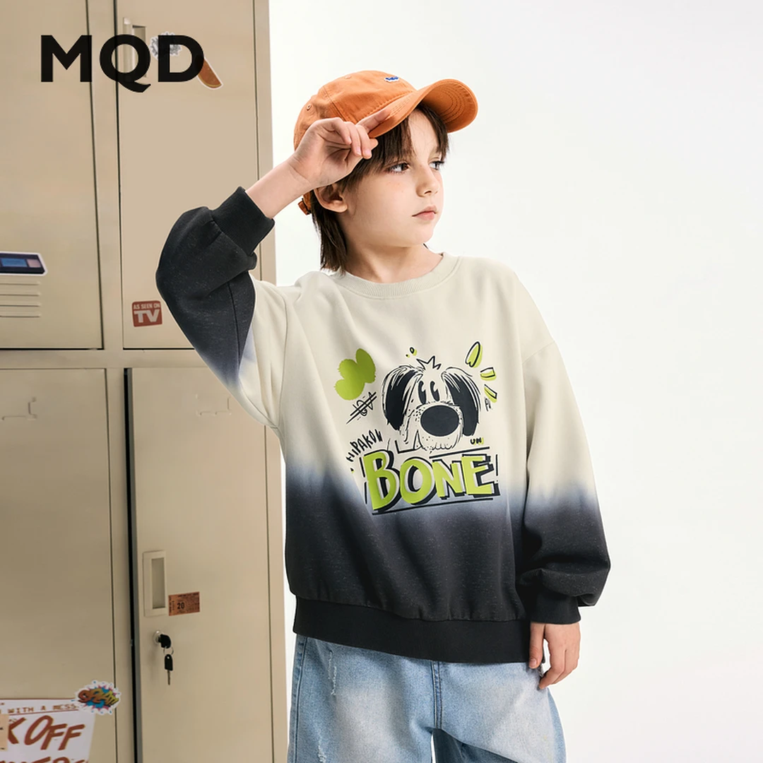 MQD儿童男童秋季新品潮酷卡通运动休闲渐变圆领卫衣9643W0606