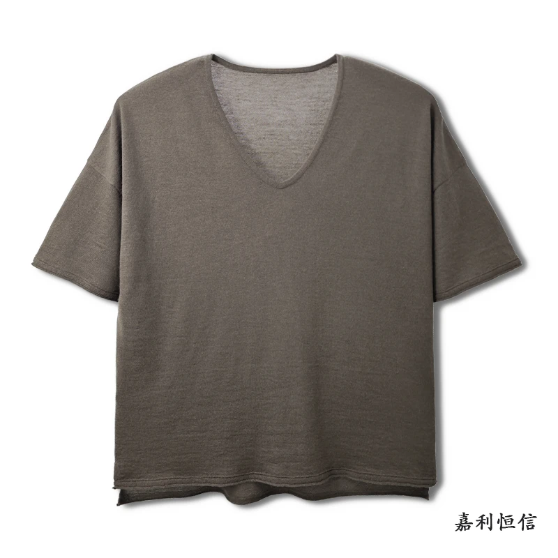 【匠心工艺】零压感清新柔肤精纺丝绒女式V领半袖