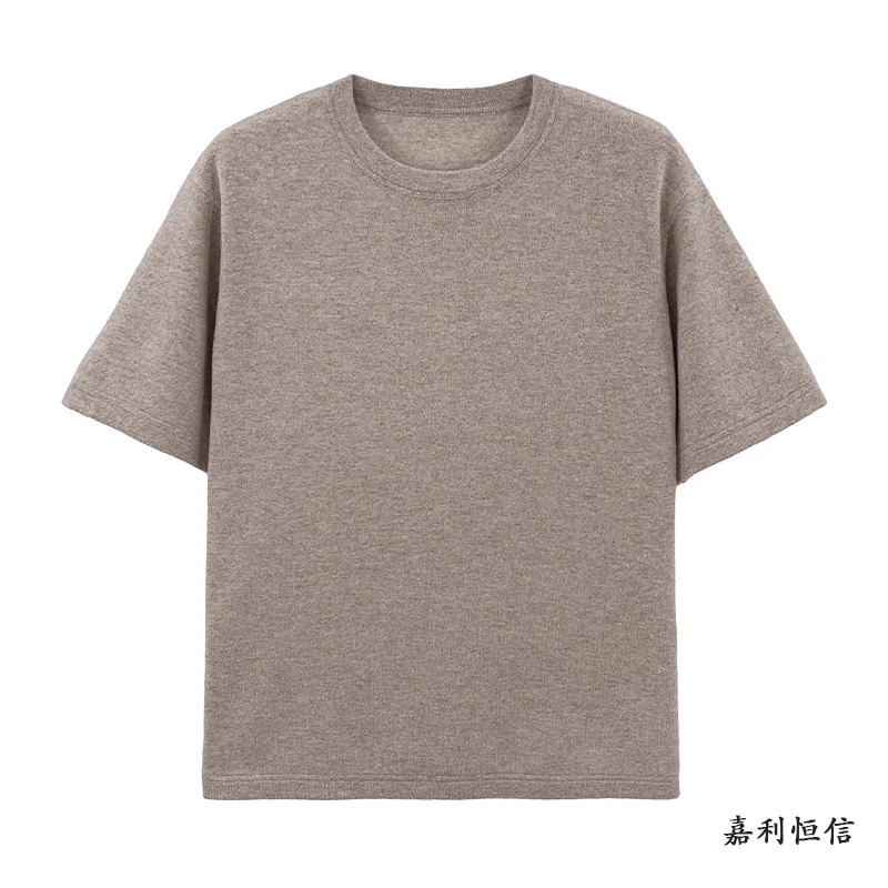 【匠心工艺】经典舒适男式纯山羊绒圆领半袖套衫
