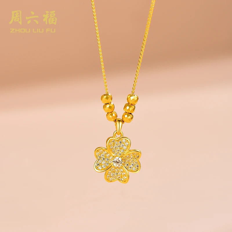 ZHOU LIU FU/周六福 坠链均925银合成锆石  幸运之愿-Y6254-tt