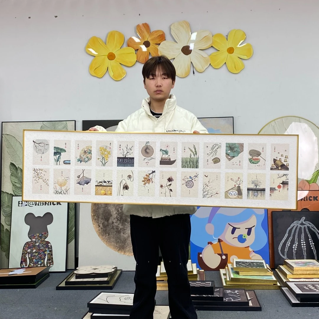 新中式24二十四节气卧室装饰画横餐厅挂画民宿原木风床头画40150