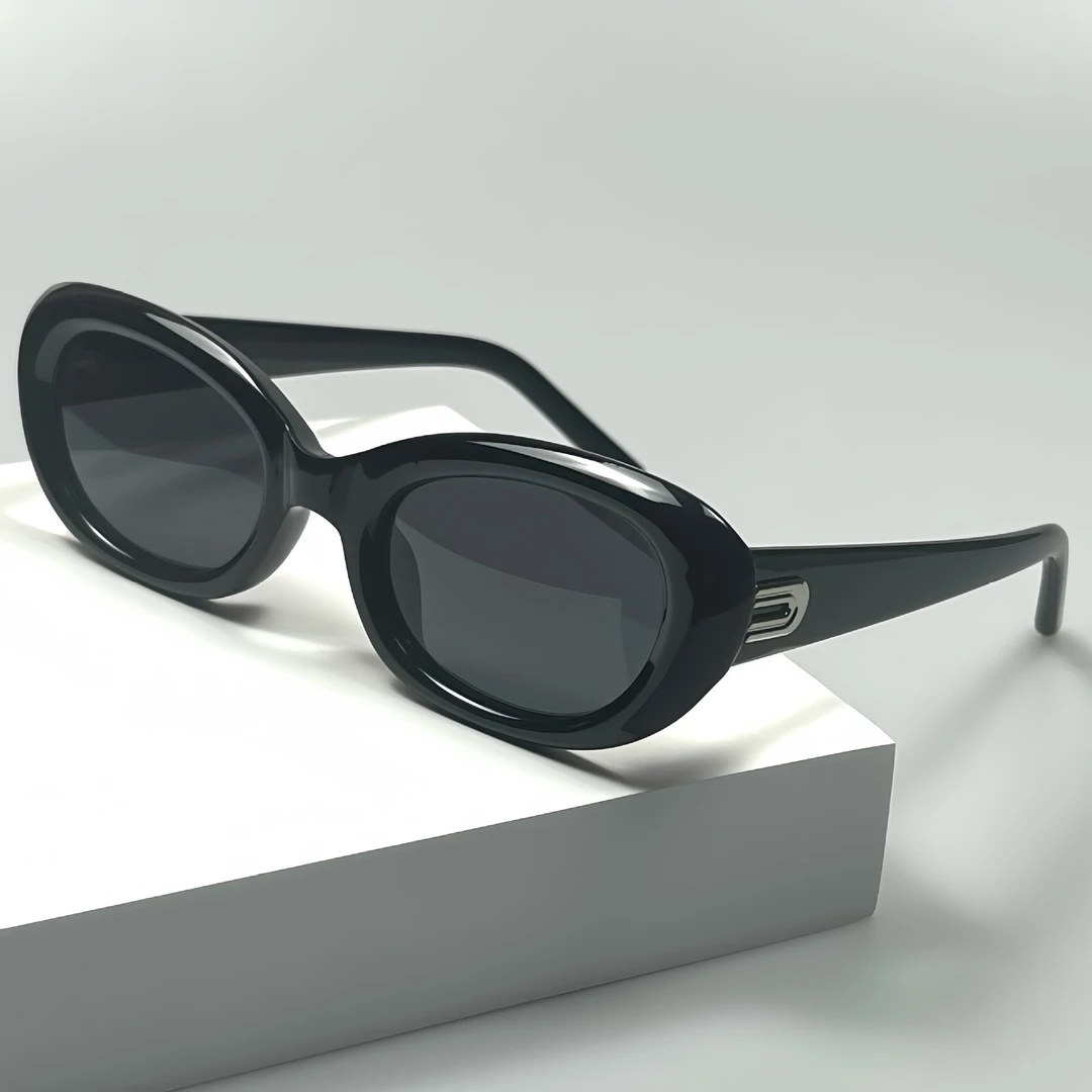 （实体店货源）2025韩版新款gm墨镜复古黑色高级感ins猫眼偏光镜