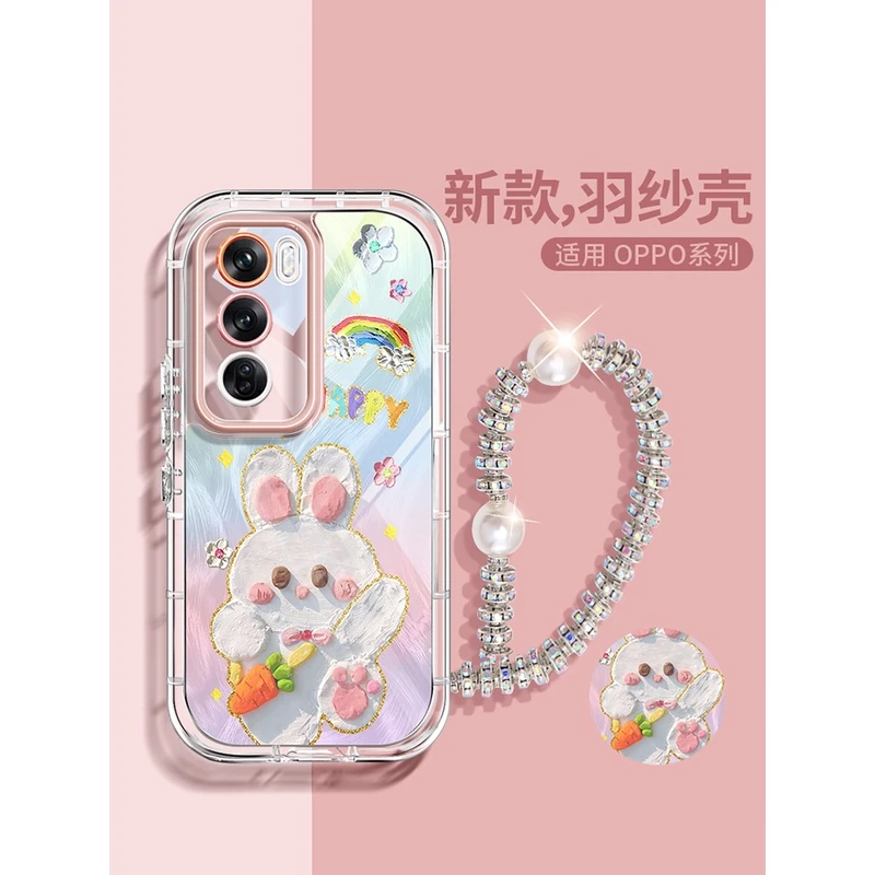 OPPOReno12手机壳潮流爆款12Pro全包镜头11创意卡通水晶钻链适用